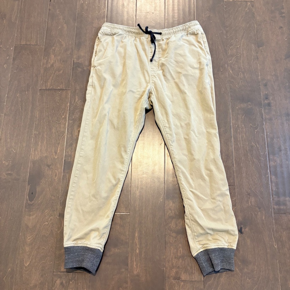 American Eagle Men's M Jogger Chino Pants Tan Elastic Cuff‎ Casual Pull-On READ